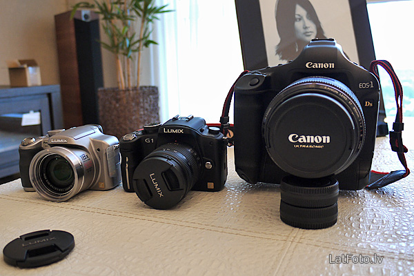 Panasonic FZ18, G1 un Canon EOS 1Ds Mark III