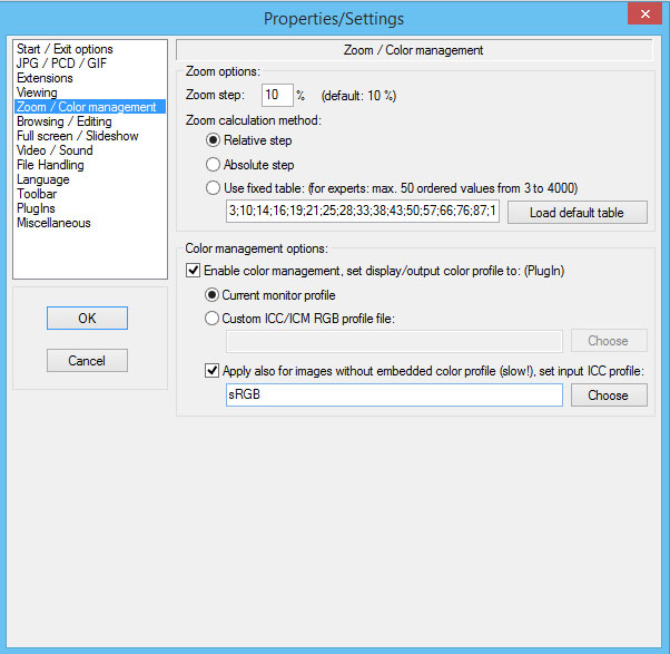 IrfanView color management