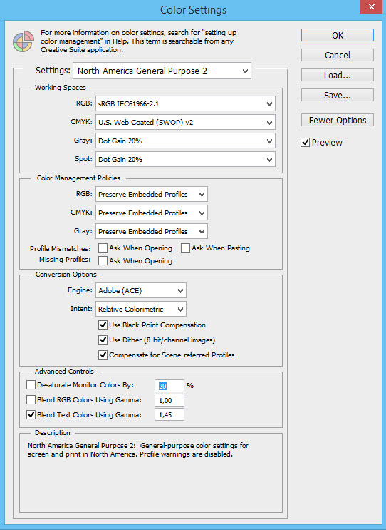 Photoshop Color Settings